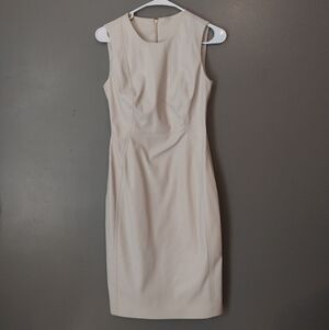 Calvin Klein Sleeveless Cream Sheath Dress Size 2